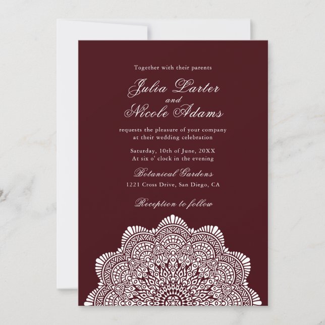 Invitation Modern Artistic Motif Style Mandala Wedding (Devant)