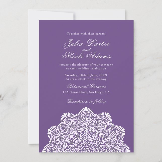 Invitation Modern Artistic Motif Style Mandala Wedding (Devant)