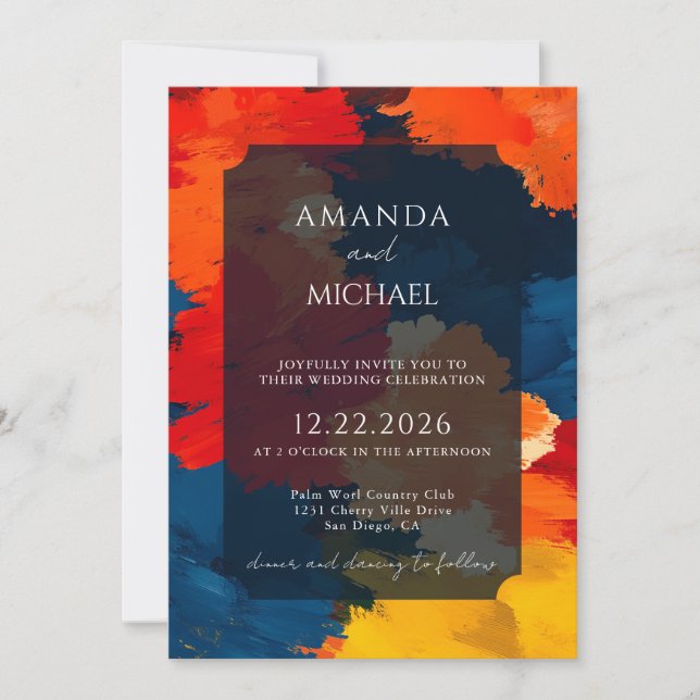Invitation Modern Artsy Abstract Brush Stroke Wedding (Devant)