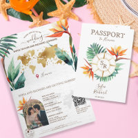 Modern Beach Destination Mariage Passeport QR Code