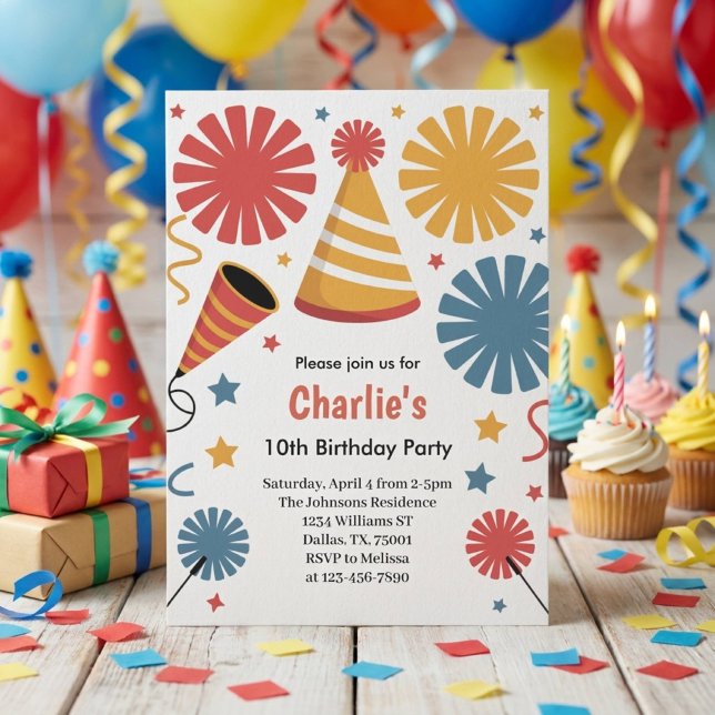 Invitation Modern Birthday Confetti Fun  (Créateur téléchargé)