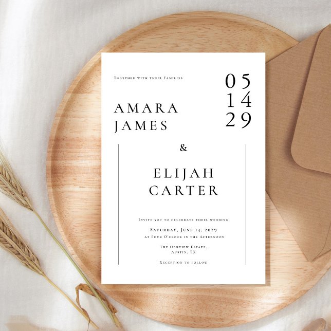 Invitation Modern Black and White Minimal Wedding (Créateur téléchargé)