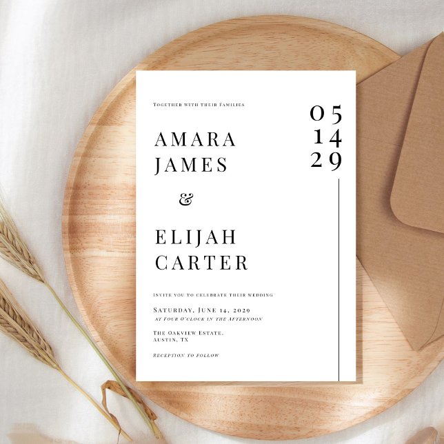 Invitation Modern Black and White Minimal Wedding (Créateur téléchargé)