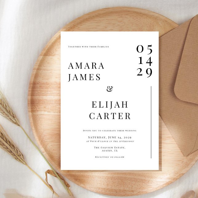 Invitation Modern Black and White Minimal Wedding (Créateur téléchargé)