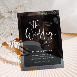 Invitation Modern Black and White Overlay   Photo Wedding