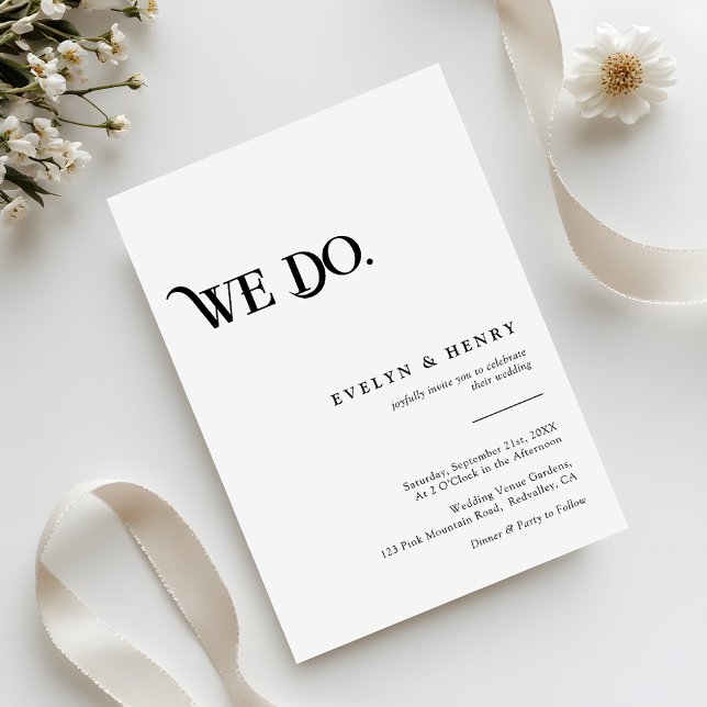 Invitation Modern Black and White We Do Wedding (Créateur téléchargé)