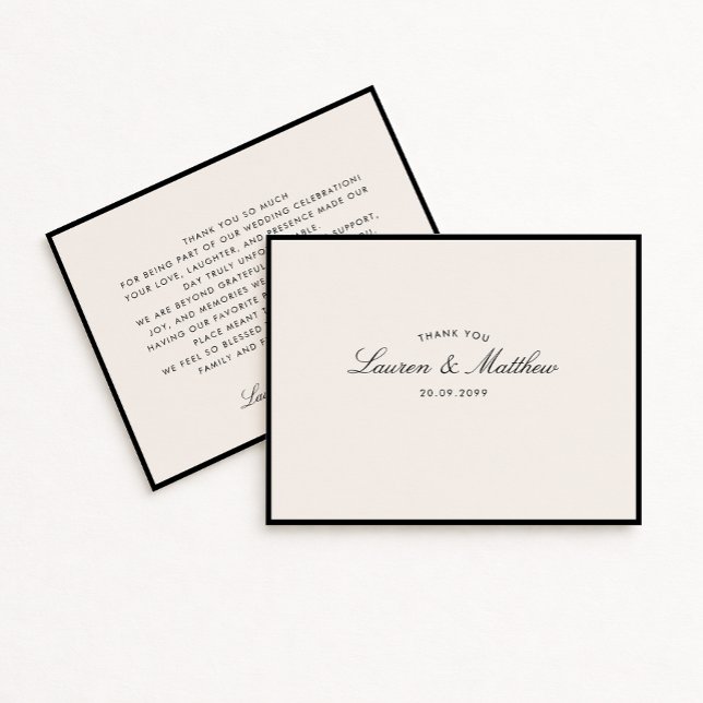 Invitation Modern Black Frame Ivory Wedding Thank You Card (Créateur téléchargé)