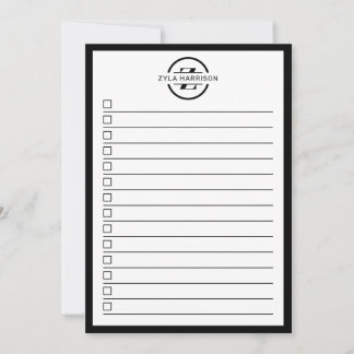 Invitation Modern Black White Monogram Name To Do List