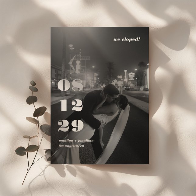 Invitation Modern Black White Retro Wedding Elopement Party (Créateur téléchargé)