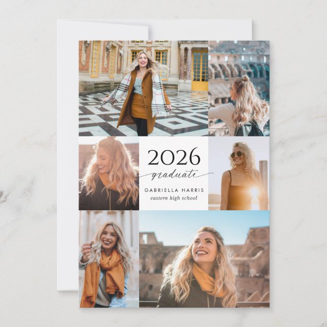 Invitation Modern Black + White Script 2026 Graduation (Devant)