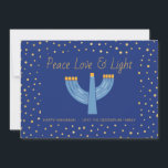 Invitation Modern Blue and Gold Foil Hanukkah Card<br><div class="desc">Celebrate this special and fun time a year with this beautiful Blue and Gold Foil Hanukkah card. This unique card features a gorgeous gold foil dot pattern on the front and back. It's wonderful way to stay connected and send out to family and friends. Add your favorite picture as a...</div>