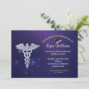 Invitation Modern Blue Médicale University Graduation Party