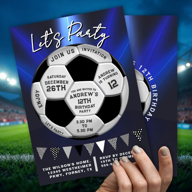 Invitation Modern Blue Sporty Soccer Boys Birthday (Créateur téléchargé)