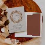 Invitation Modern bohemian natural pampas grass wedding invit<br><div class="desc">Modern hemian natural pampas grass wedding Invite. Stunning elegant script text and on trend botanical foliage. On trend rust terracotta backer color.</div>