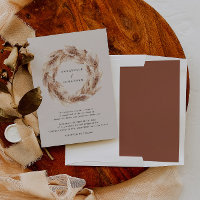 Modern bohemian natural pampas grass wedding invit