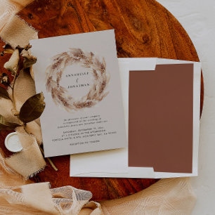 Invitation Modern bohemian natural pampas grass wedding invit