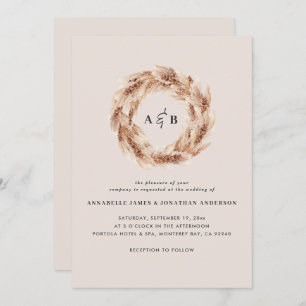 Invitation Modern bohemian natural pampas grass wedding invit