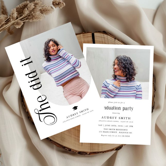 Invitation Modern Boho Arch 2 Photos Graduation (Créateur téléchargé)