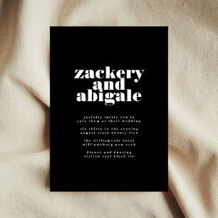 Invitation Modern Bold Names Premium Tuxedo Black Mariage