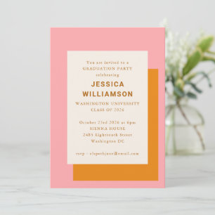 Invitation Modern Bold Pink Orange Classe de Graduation Party