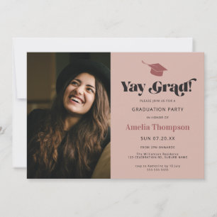Invitation Modern Bold Pink Photo Graduation Party