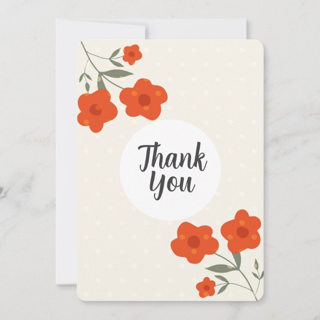 Invitation Modern Botanical orange floral thank you card  (Devant)