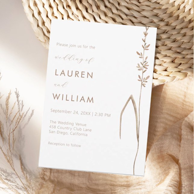 Invitation Modern Botanical Single Stem Wildflower Wedding (Créateur téléchargé)