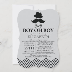 Invitation Modern Boy Oh Boy Little Man Mustache Baby shower