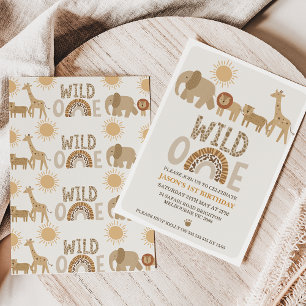 Invitation Modern Boys Safari Wild One 1er anniversaire