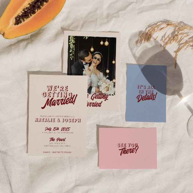 Invitation Modern Burgundy Retro Bold Funky Unique Wedding (Créateur téléchargé)