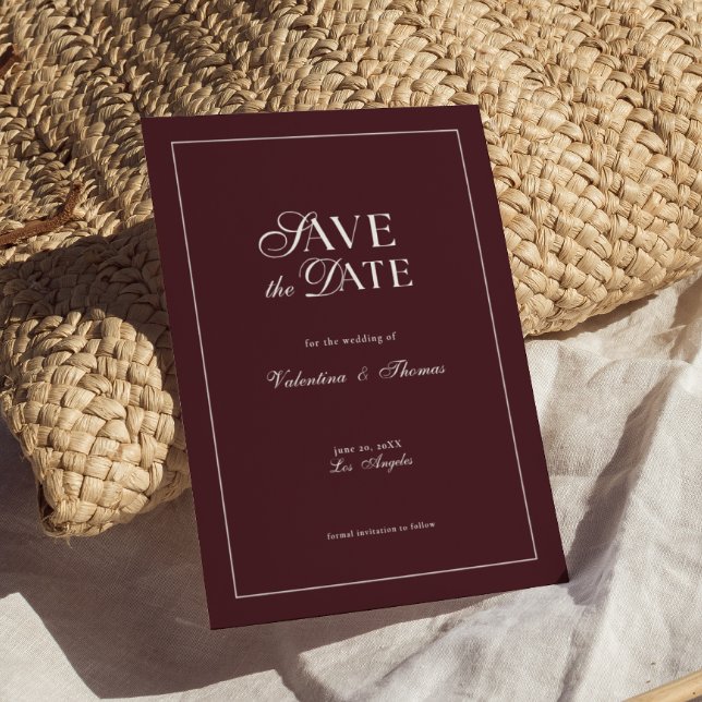 Invitation Modern Burgundy Wedding Save the Date (Créateur téléchargé)