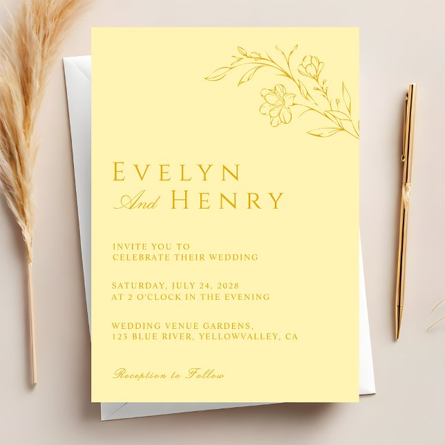 Invitation Modern Butter Yellow Floral Wedding (Créateur téléchargé)