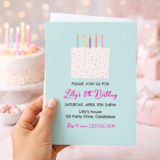 Invitation Modern Cake Birthday Invitation, Colorful Sprinkle (Créateur téléchargé)
