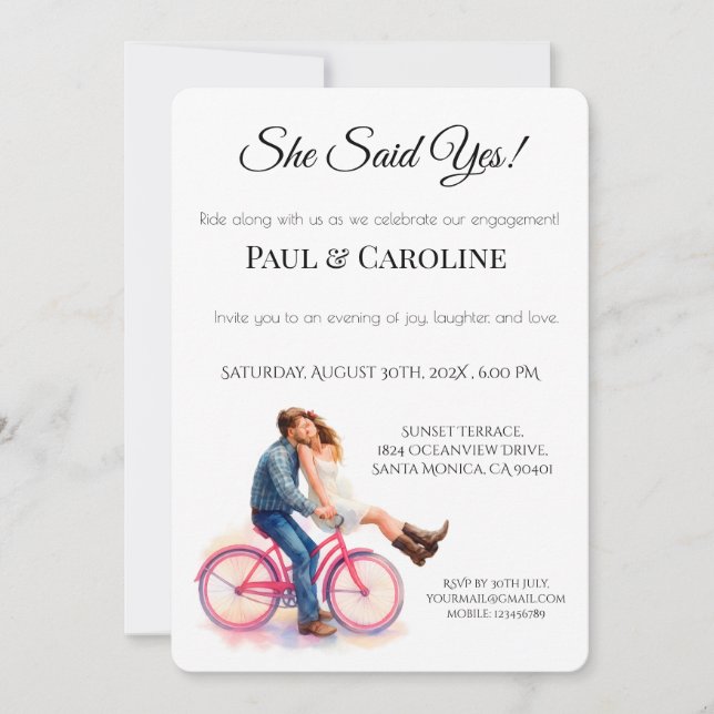 Invitation Modern Casual Romantic Couple Engagement (Devant)