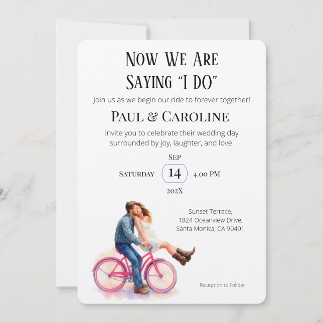 Invitation Modern Casual Romantic Couple Wedding Illustration (Devant)