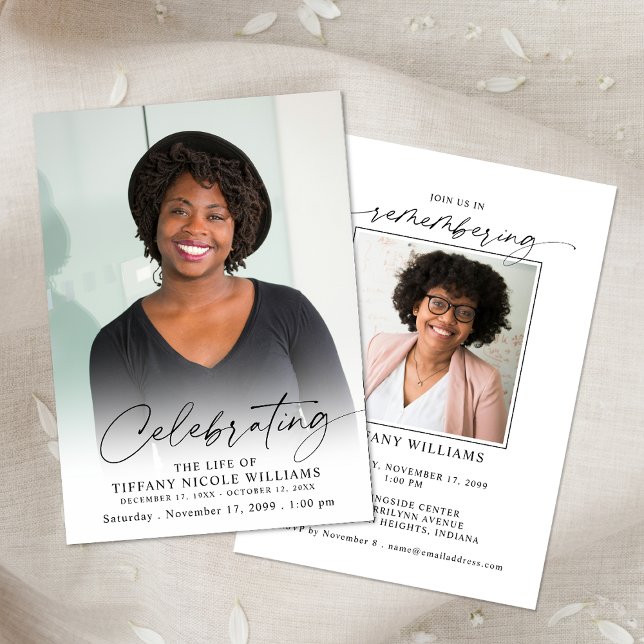 Invitation Modern Celebration of Life Memorial Funeral Photo (Créateur téléchargé)
