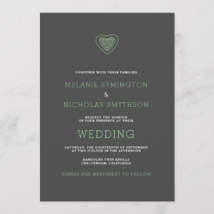 Invitation Modern Celtic Heart Irish Wedding Invitation, 3981