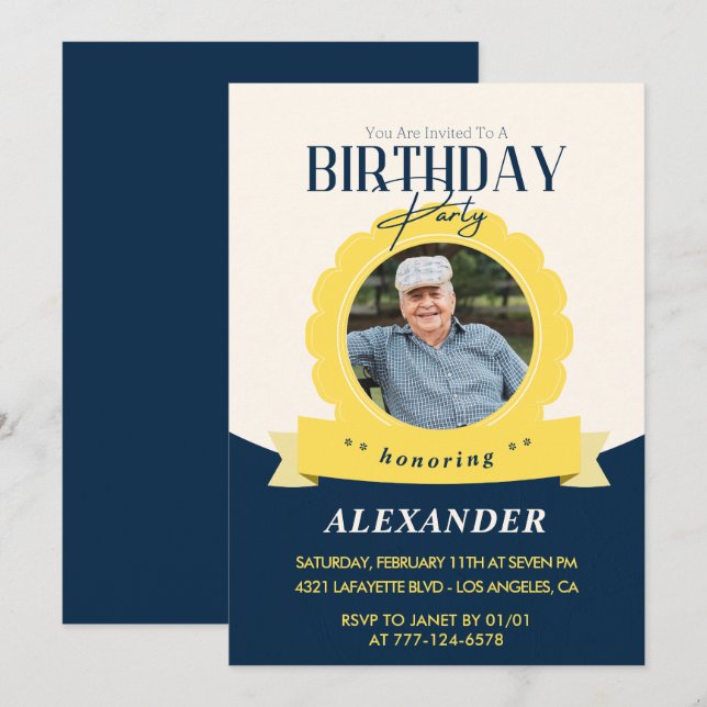 Invitation Modern Chic 81e anniversaire (Devant / Derrière)