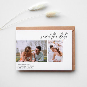 Invitation Modern Chic Deux photo Save the Date White