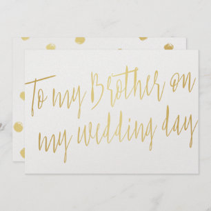 Invitation Modern Chic Gold "À mon frère le jour de mon maria
