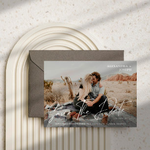 Invitation Modern Chic Photo Long Date Enregistrer la Date Bl