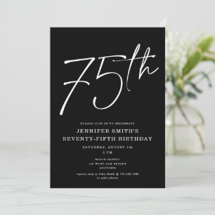Invitation Modern Chic Script 75e fête d'anniversaire
