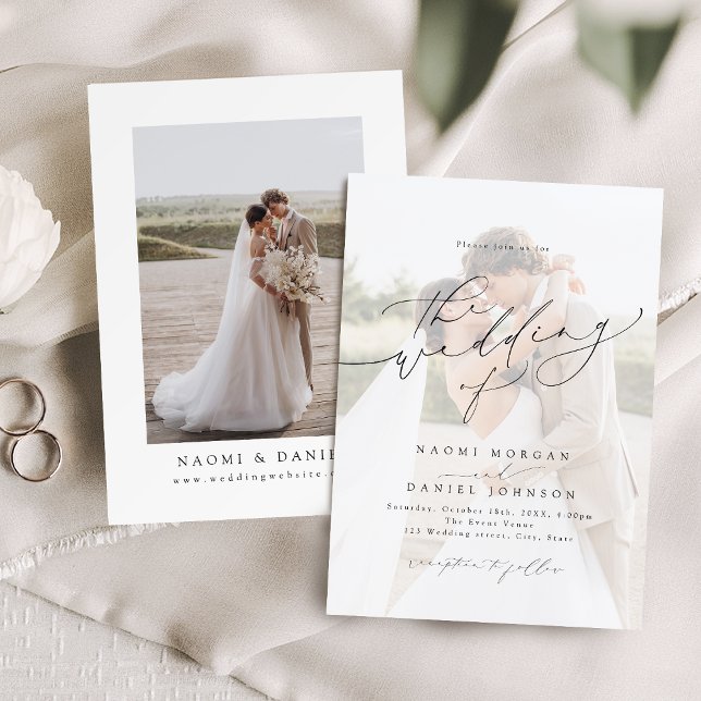 Invitation Modern Chic Script Elegant Photo Wedding  (Modern Chic Script Elegant Photo Wedding Invitation)