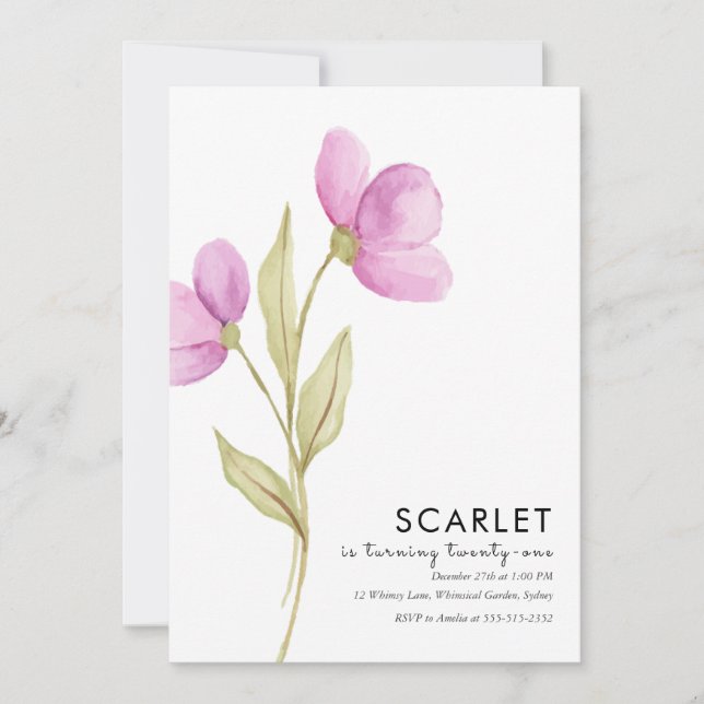 Invitation Modern Chic Simple 21e anniversaire (Devant)