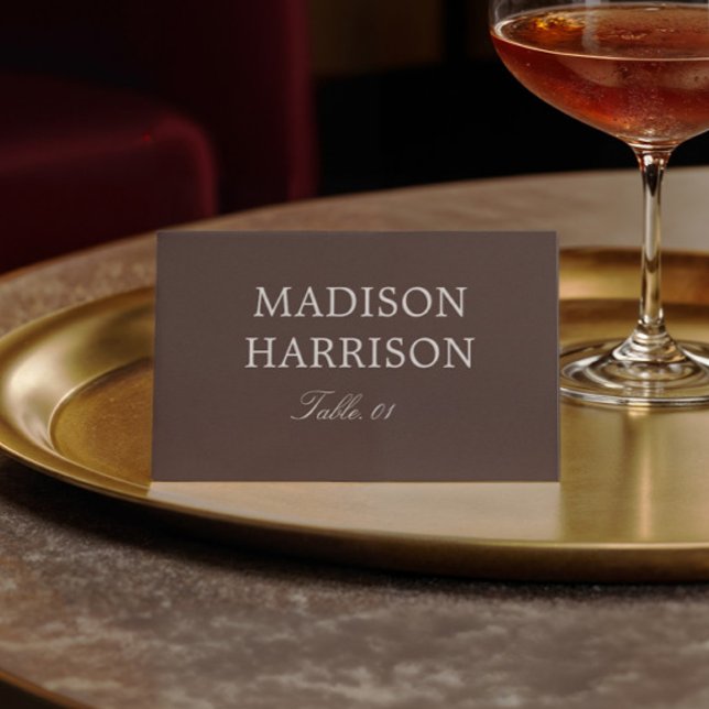 Invitation Modern Chocolate Brown Wedding Place Card DIY (Créateur téléchargé)