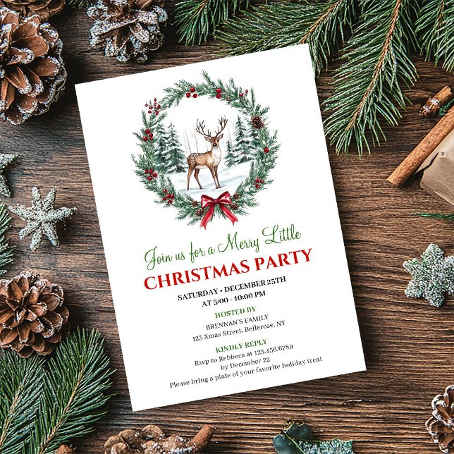 Invitation Modern Christmas Scene Watercolor Holiday Invite (Modern Christmas Scene Watercolor Holiday Invite)
