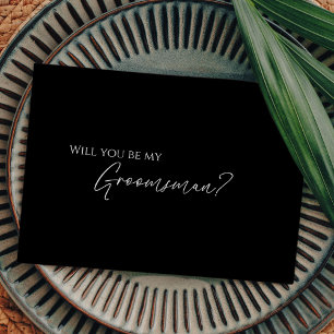Invitation Modern Classic Black Wedding Groomsman Proposal