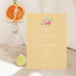 Invitation Modern Cocktails Citrus Watercolor Floral Paradise