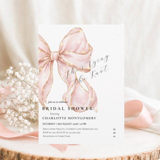 Invitation Modern Coquette Pink Bow Bridal Shower (Créateur téléchargé)