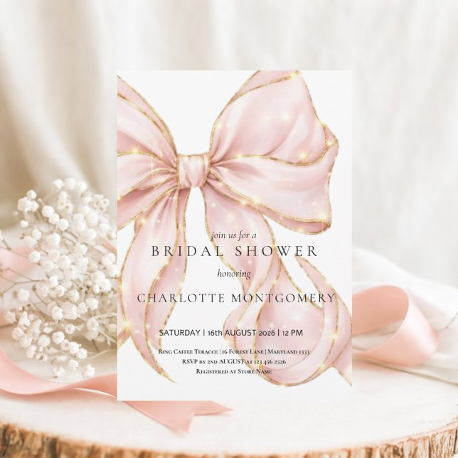 Invitation Modern Coquette Pink Bow Bridal Shower (Créateur téléchargé)